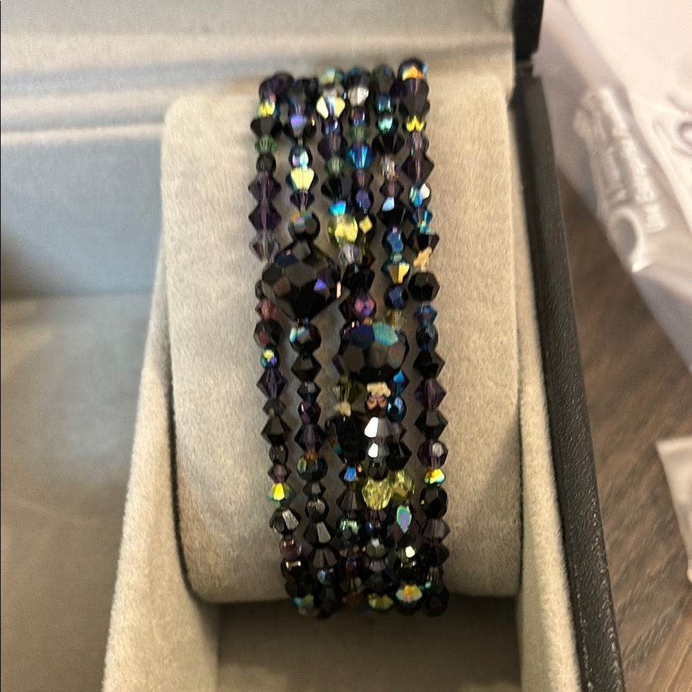 Black and Yellow Beaded Cuff Bracelet